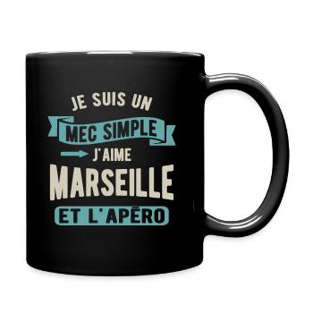 Un mec simple, marseille et apéro - Mug uni - noir - Droite