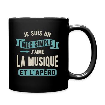 Un mec simple, musique et apéro - Mug uni - noir - Droite