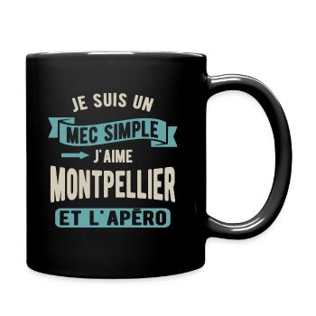 Un mec simple, montpellier et apéro - Mug uni - noir - Droite