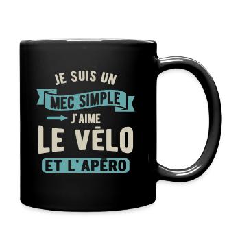 Un mec simple, vélo et apéro - Mug uni - noir - Droite