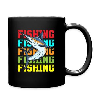 Fischer Fischen Angel Köder - Tasse einfarbig - Schwarz - Rechts
