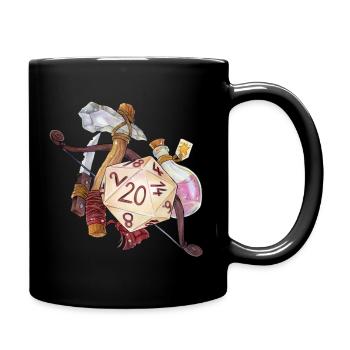 Rollenspiel Tabletop D20 Würfel Geschenk - Tasse einfarbig - Schwarz - Rechts