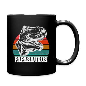 Papa Vater Papasaurus retro Vintage Vatertag - Tasse einfarbig - Schwarz - Rechts