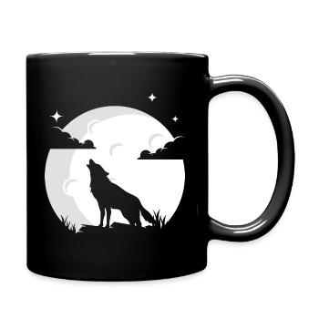 Wolf Mond Wolfsrudel Wolf Wölfe - Tasse einfarbig - Schwarz - Rechts