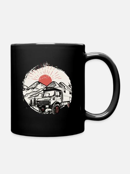 Camping - Unimog - Adventure - Oldtimer - Tasse einfarbig - Schwarz