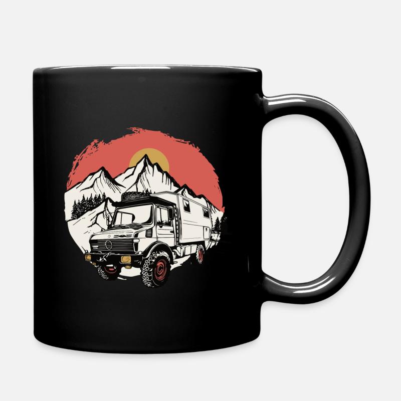 Camping - Unimog - Sonnenuntergang - Oldtimer - Tasse einfarbig - Schwarz