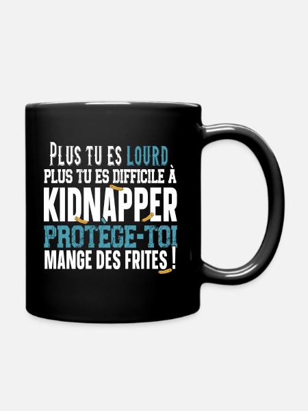 Frites Bouffe Nourriture Malbouffe Humour Obèse - Mug uni - noir
