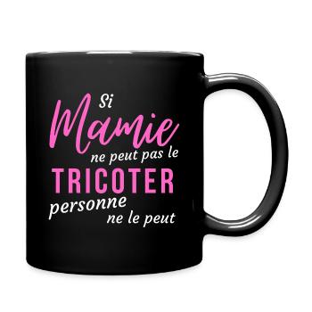 T shirt mamie peut le tricoter humour mamie cadeau - Mug uni - noir - Droite