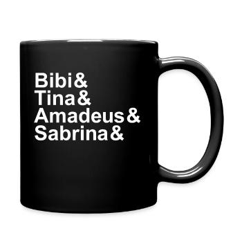 Bibi&Tina&Amadeus&Sabrina&DEIN NAME weiß - Tasse einfarbig - Schwarz - Rechts