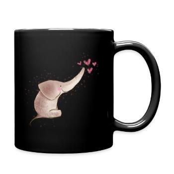 Elefanten Baby Süss T-Shirt Geschenkidee - Tasse einfarbig - Schwarz - Rechts