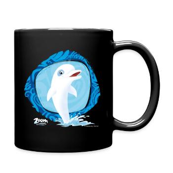 Zoom Der Weiße Delfin Spaß Im Wasser - Tasse einfarbig - Schwarz - Rechts