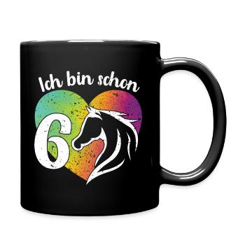 Ich bin schon 6 Geburtstagsshirt Mädchen Pferd - Tasse einfarbig - Schwarz - Rechts