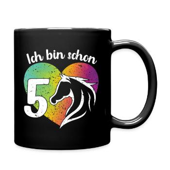 Ich bin schon 5 Geburtstagsshirt Mädchen Pferd - Tasse einfarbig - Schwarz - Rechts