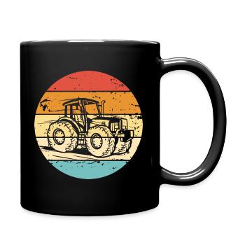 Retro Tractor Farmer Vintage Farmer Tractor Driver - Full Colour Mug - black - Right