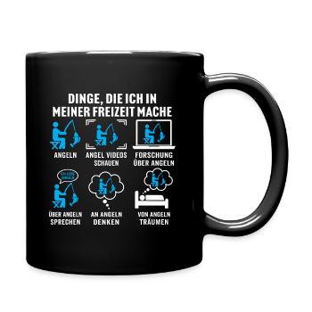 dinge die ich in meiner freizeit mache angeln - Tasse einfarbig - Schwarz - Rechts