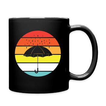Umbrella - Raindrops, vintage - summer - Full Colour Mug - black - Right