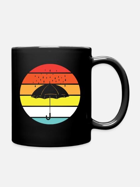 Regenschirm - Regentropfen, vintage - summer - Tasse einfarbig - Schwarz