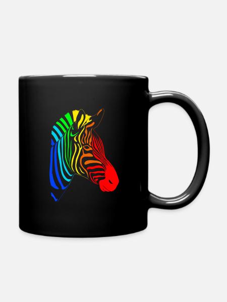 Farbiges Zebra - Tasse einfarbig - Schwarz