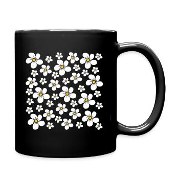 fleurs blanches, fleurs en fleurs, motif floral - Mug uni - noir - Droite