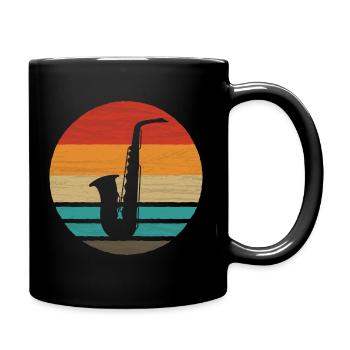 Saxophon Retro Style Vintage - Tasse einfarbig - Schwarz - Rechts