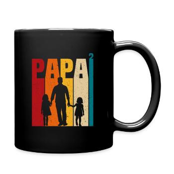 Father of two daughters gift dad daughters - Full Colour Mug - black - Right