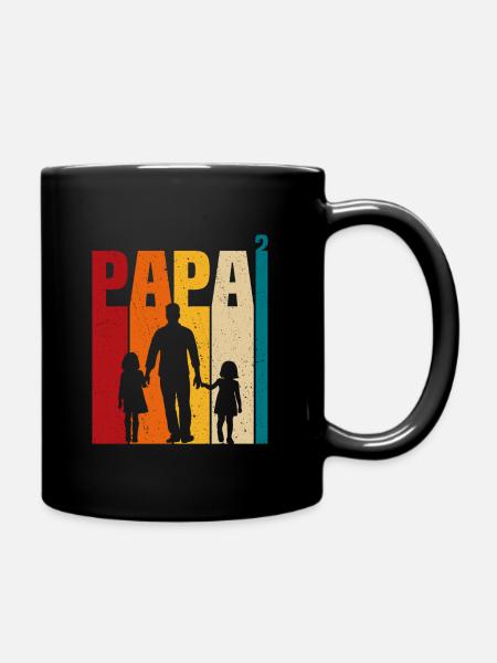 Père de deux filles cadeau papa filles - Mug uni - noir