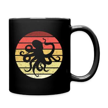 Octopus Retro Style Vintage - Full Colour Mug - black - Right