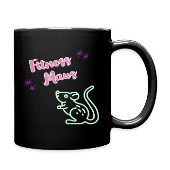 Lustiger Fitness Sport Spruch - Fitness Maus - Tasse einfarbig - Schwarz - Rechts