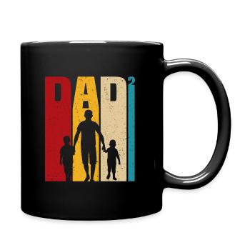 père avec deux fils papa et fils cadeau - Mug uni - noir - Droite
