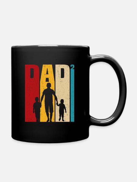 père avec deux fils papa et fils cadeau - Mug uni - noir