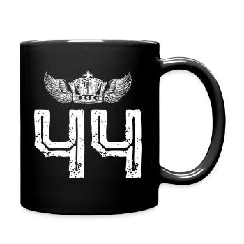 44 Zahl Krone - Tasse einfarbig - Schwarz - Rechts