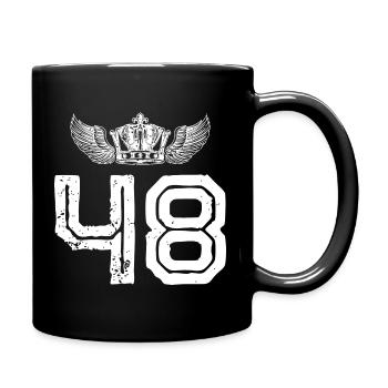 48 Zahl Krone - Tasse einfarbig - Schwarz - Rechts