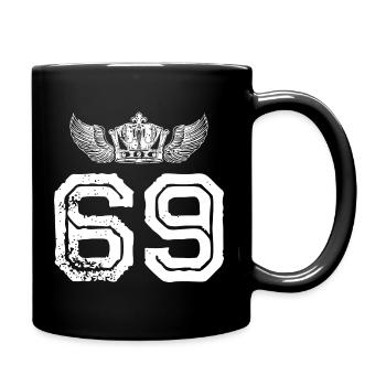 69 Zahl Krone - Tasse einfarbig - Schwarz - Rechts