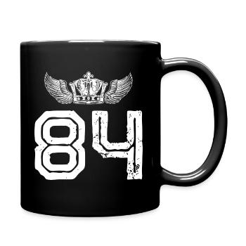 84 Zahl Krone - Tasse einfarbig - Schwarz - Rechts