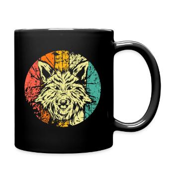Fuchs Kopf retro - Tasse einfarbig - Schwarz - Rechts