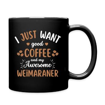 Weimaraner Kaffee Hund Cafe - Tasse einfarbig - Schwarz - Rechts