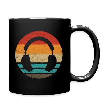 Headphones Retro Style Vintage - Full Colour Mug - black - Right