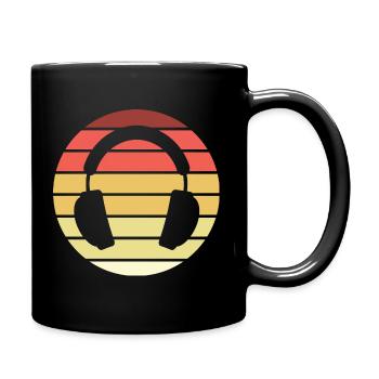 Headphones Retro Style Vintage - Full Colour Mug - black - Right