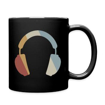 Headphones Retro Style Vintage - Full Colour Mug - black - Right