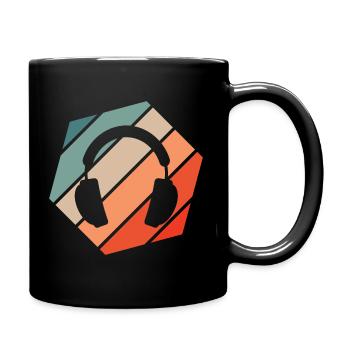 Headphones Retro Style Vintage - Full Colour Mug - black - Right