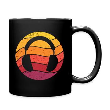 Headphones Retro Style Vintage - Full Colour Mug - black - Right