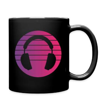 Headphones Retro Style Vintage - Full Colour Mug - black - Right