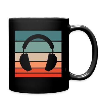 Headphones Retro Style Vintage - Full Colour Mug - black - Right