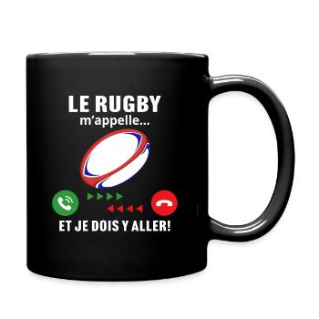 le rugby m'appelle cadeau rugby - Mug uni - noir - Droite