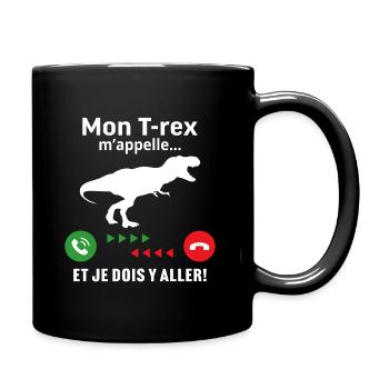 Cadeau humour enfant garçon mon T-rex m'appelle - Mug uni - noir - Droite
