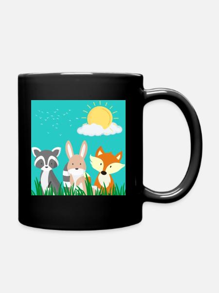 Waldtiere - Tasse einfarbig - Schwarz
