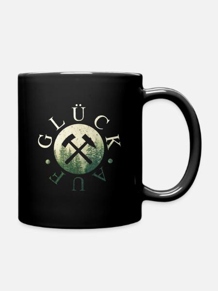 Glück Auf Erzgebirge - Schlägel und Eisen - Tasse einfarbig - Schwarz