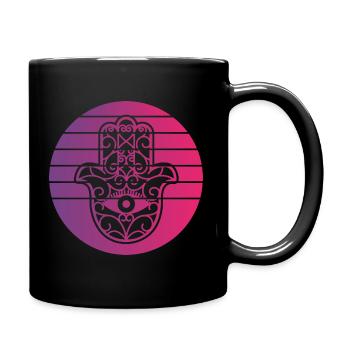 Hamsa Hand der Fatima Retro Style Vintage - Tasse einfarbig - Schwarz - Rechts