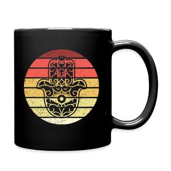 Hamsa Hand der Fatima Retro Style Vintage - Tasse einfarbig - Schwarz - Rechts