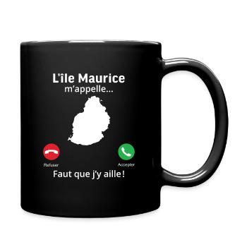 L'île maurice m'appelle faut que j'y aille! - Mug uni - noir - Droite